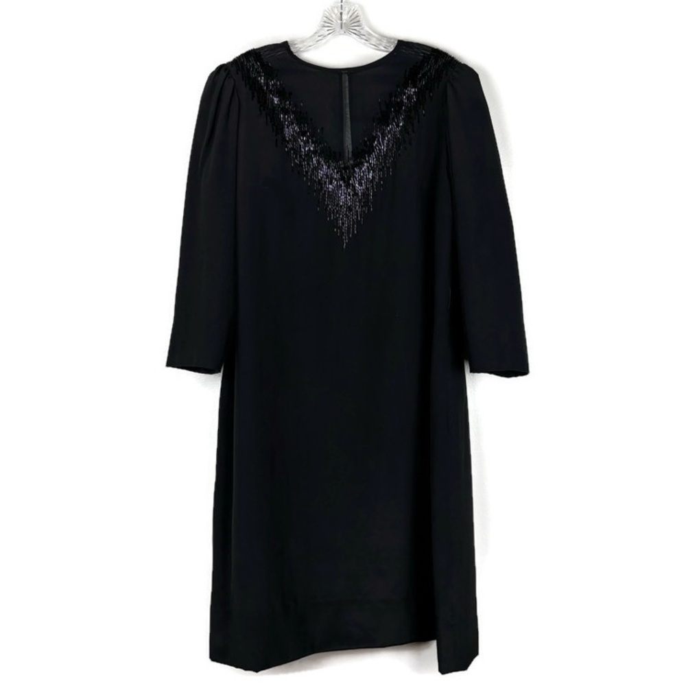 Kohler Couture Vintage Embellished Sheer Mesh High Neck Long Sleeve Dress Black